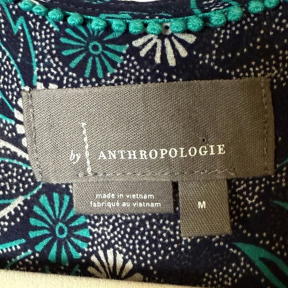 Anthropologie Navy and Teal Floral Blouse - Picture 4 of 8
